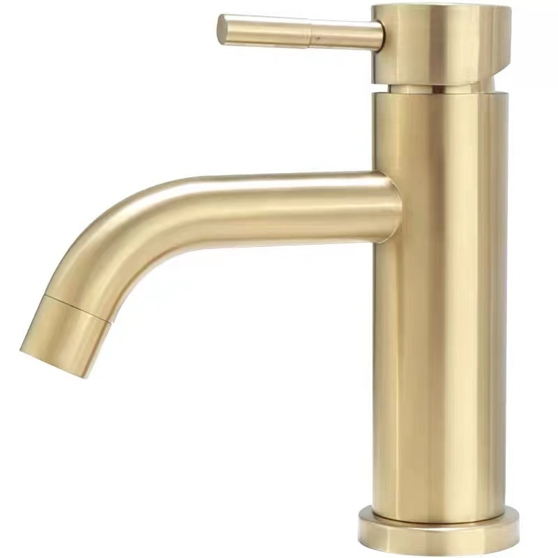 Economic Hot Selling Stainless Steel Single Handle Taps Mixer Brushed Gold Wash Basin Faucet For Bathroom