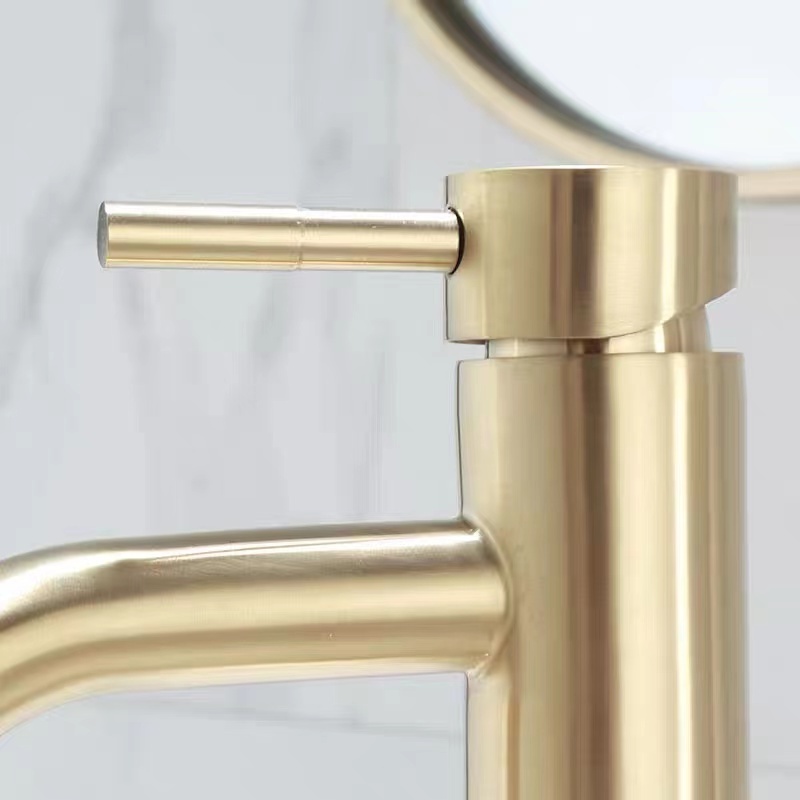 Economic Hot Selling Stainless Steel Single Handle Taps Mixer Brushed Gold Wash Basin Faucet For Bathroom