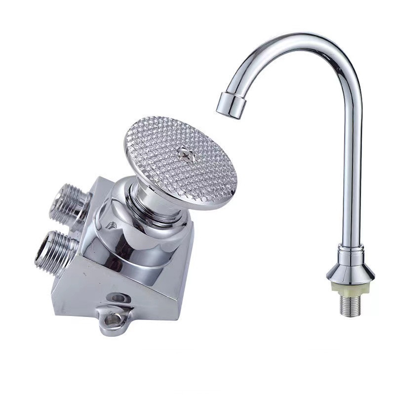 Economic Hospital Brass Faucets Foot Valve Faucet Pedal Tap Cold Water Foot Operated Hand Wash Sink Faucet