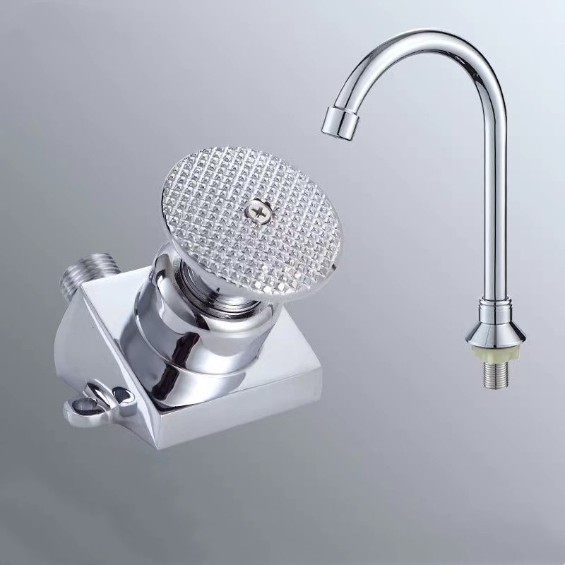 Economic Hospital Brass Faucets Foot Valve Faucet Pedal Tap Cold Water Foot Operated Hand Wash Sink Faucet