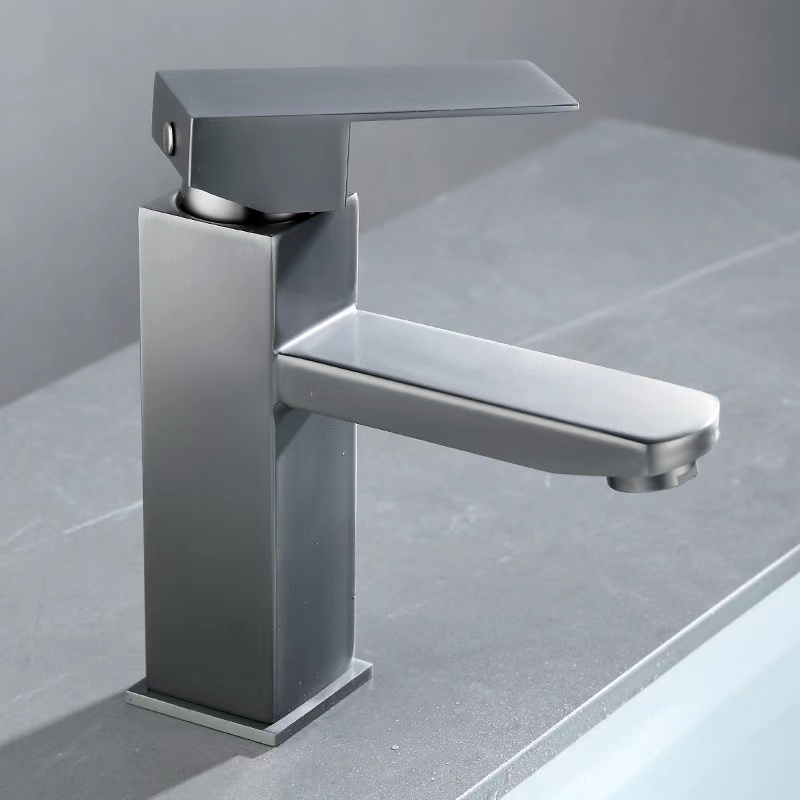 Luxury Gun Gray Faucet Stainless Steel Wash Basin Tap Single Hole Bathroom Mixer Single Handle Basin Faucets