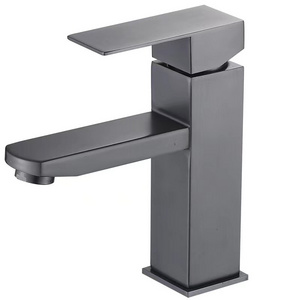 Luxury Gun Gray Faucet Stainless Steel Wash Basin Tap Single Hole Bathroom Mixer Single Handle Basin Faucets