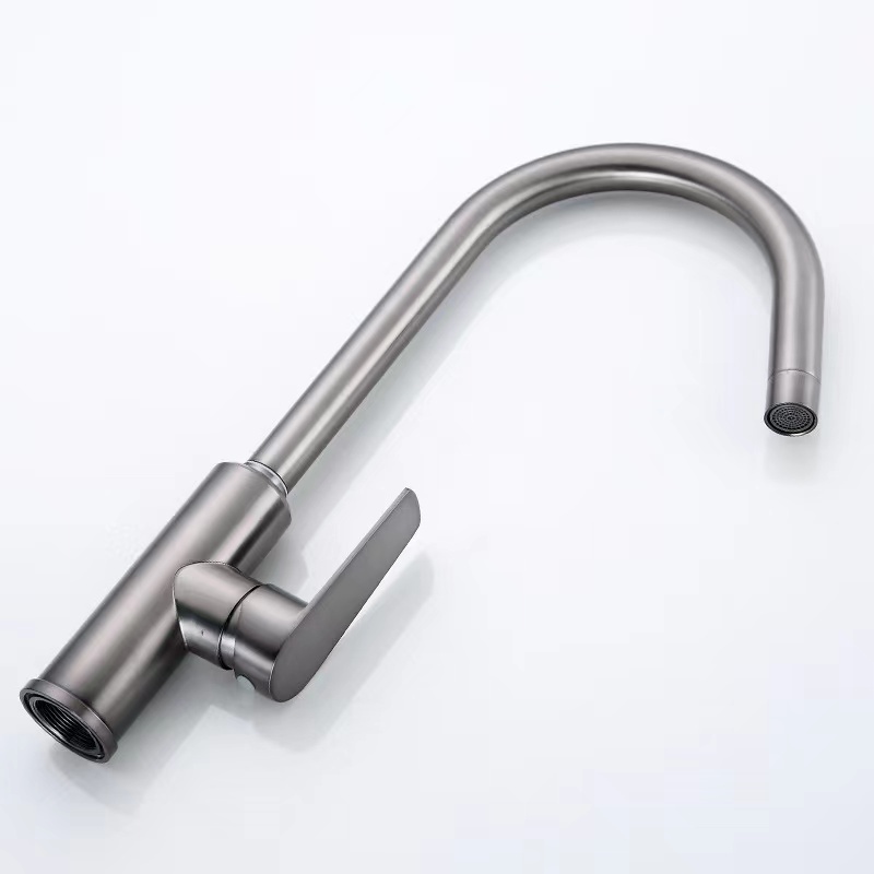 New Design Gun Grey 360 Swivel Stainless Steel Hot Cold Water Gooseneck Kitchen Sink Faucet