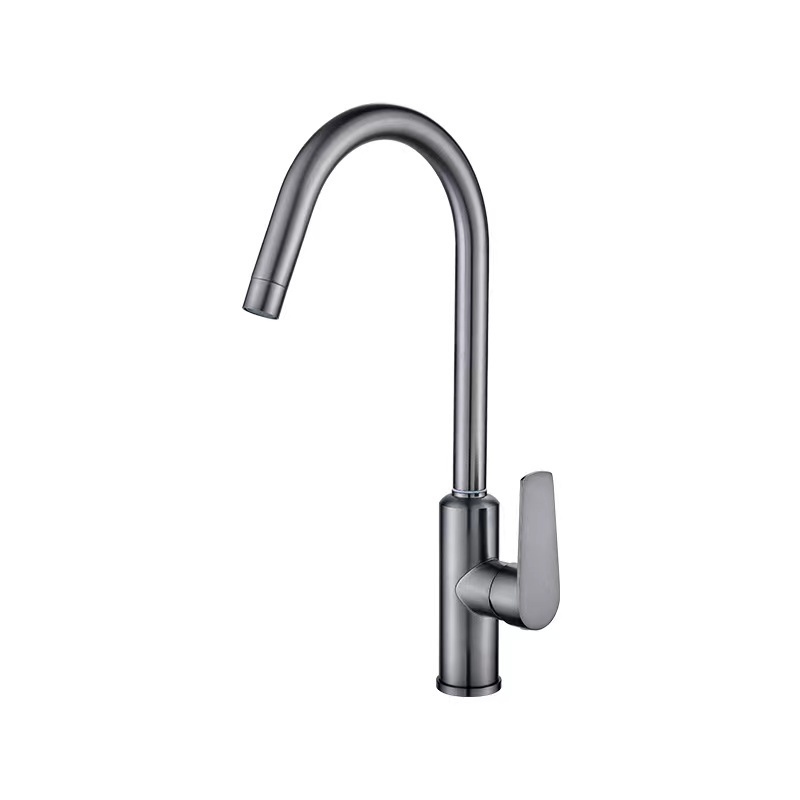 New Design Gun Grey 360 Swivel Stainless Steel Hot Cold Water Gooseneck Kitchen Sink Faucet