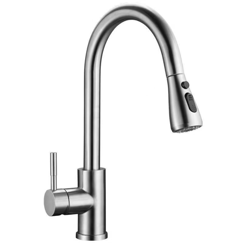 Factory Wholesale Flexible Stainless Steel Brushed Pull Out Kitchen Sink Faucet Mixers Taps Kitchen Faucets