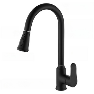 Hot Selling Single Handle Pull down Sprayer Kitchen Sink Faucet Black Taps with Pull out Feature Side Spray Type