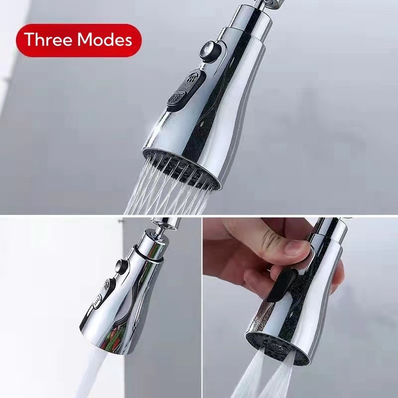 ABS 360-Degree Rotary Anti-Splash Kitchen Faucet Spout Modern Design 3 Features Water Saving Shower Faucet Nozzle Adapter