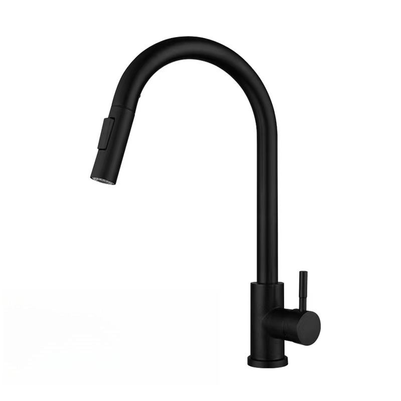 Modern 304 Stainless Steel Single Lever Kitchen Taps Simply Commercial Pull Sprayer Black Kitchen Mixer Sink Faucets