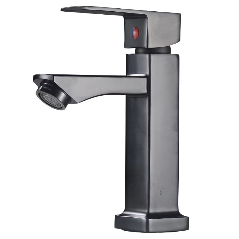 Matte Black Zinc Alloy Single Cold Water Basin Faucet Sink Vanity  torneira banheiro Bathroom Washbasin Faucet