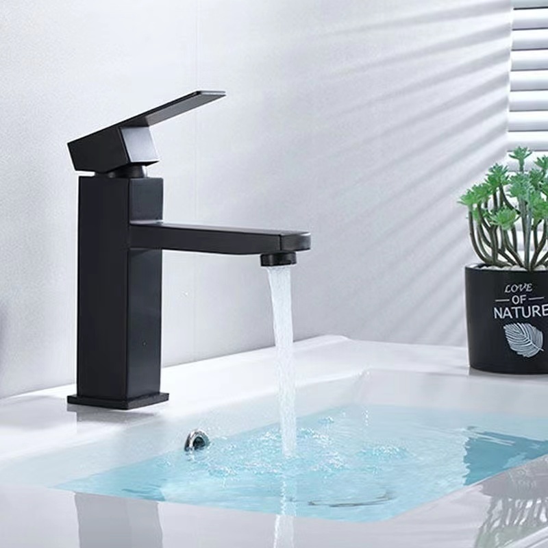 Simply Economic Bathroom Stainless Steel Matte Black Wash Basin Sink Faucet Mixer Single Handle Lavatory Faucet