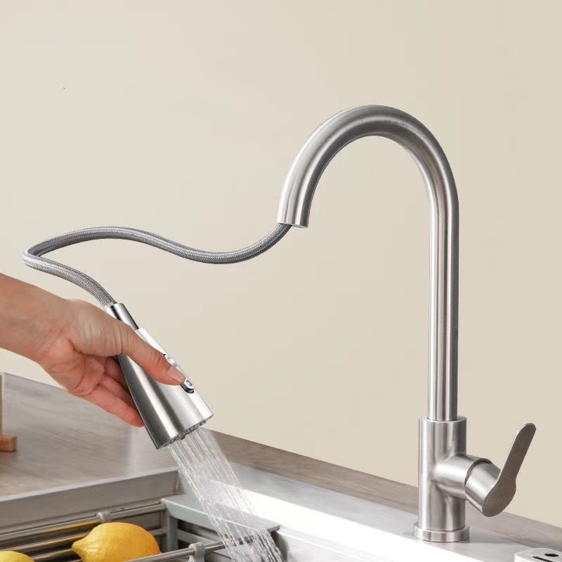 Hot Selling SUS 304 Handheld Mixer Kitchen Sink Tap Sprayer Single Hole Pull down Spray Head Kitchen Faucet