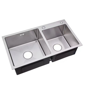 Wholesale Topmount Nano Double Blow Handmade Kitchen Sink Splash Proof Mounted Stainless Steel Kitchen Sink