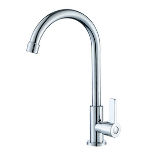 Wholesale Simply Polished Chrome Silver Sink Faucet Single Cold Water Stainless Steel Kitchen Tap