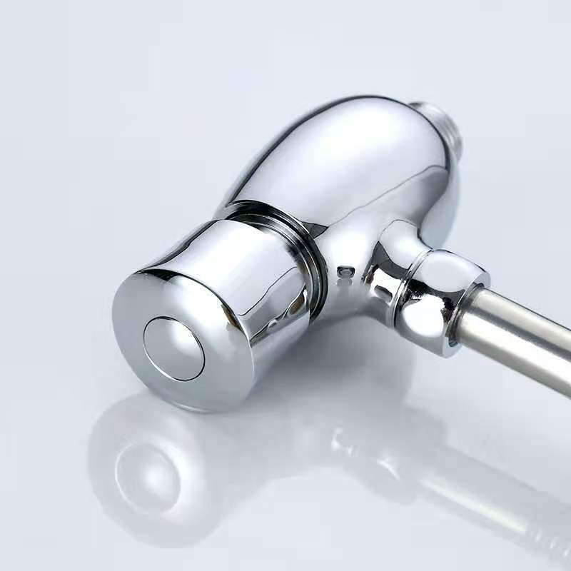 Exposed Water Saving Timed Flow Brass Manual Push Button Time Delay Chrome Urinal Toilet Flush Valve