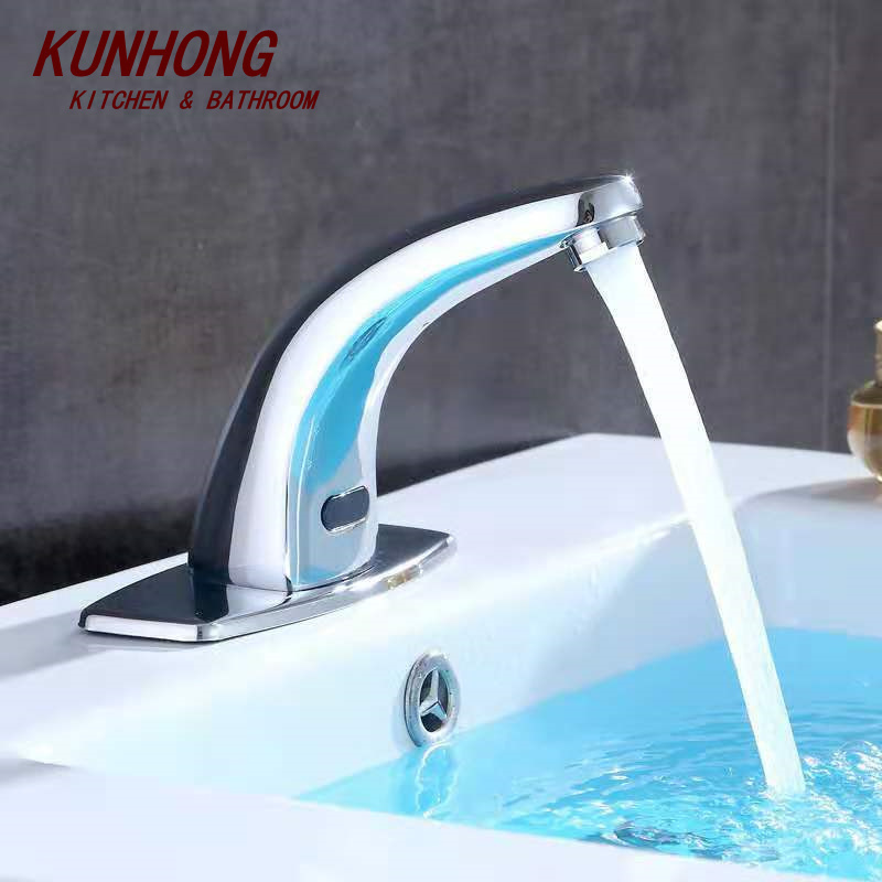 Hotel Public Bathroom Touchless Automatic Sensor Lavatory Tap Brass  Smart Touch Sensor Basin Faucet