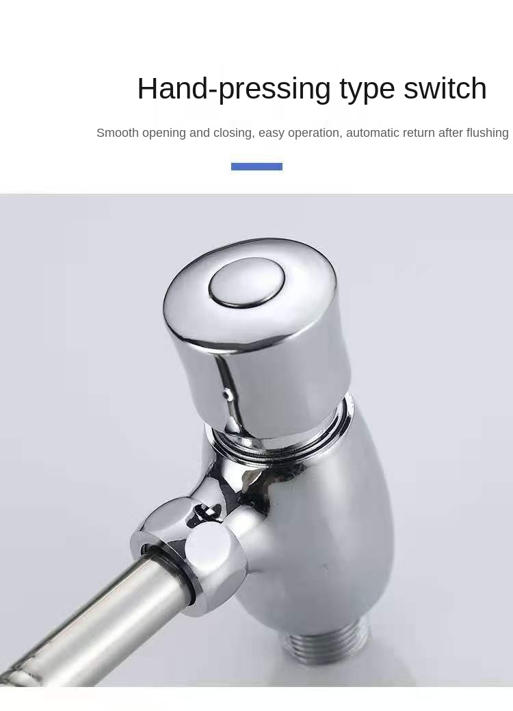 Exposed Water Saving Timed Flow Brass Manual Push Button Time Delay Chrome Urinal Toilet Flush Valve