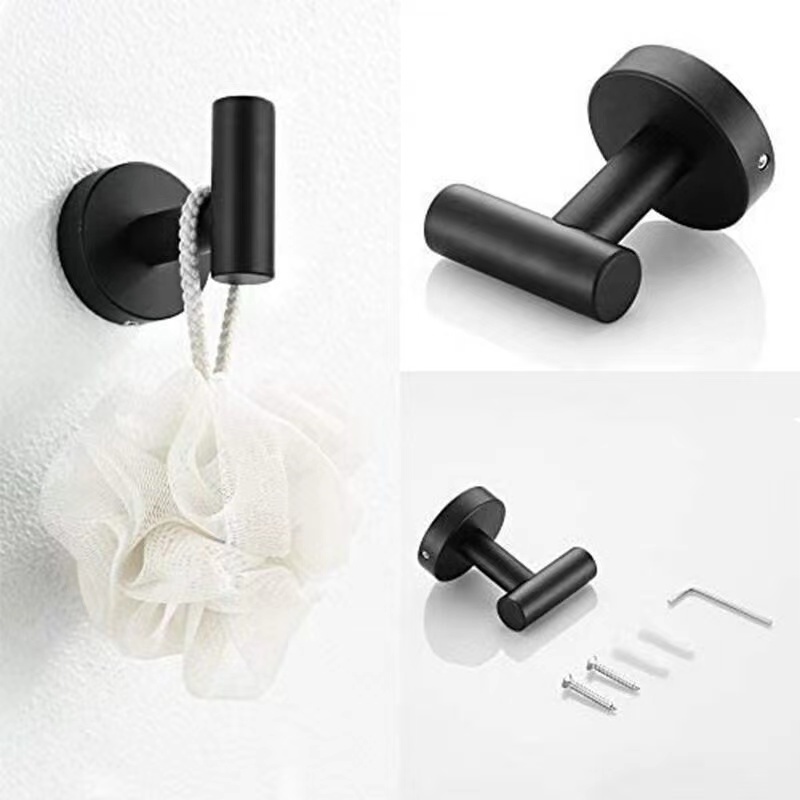 Wholesale Hotel Stainless Steel Brushed Nickel Towel Bar Paper Holder Hook 4 Pieces Bathroom Accessories Hardware Set Black