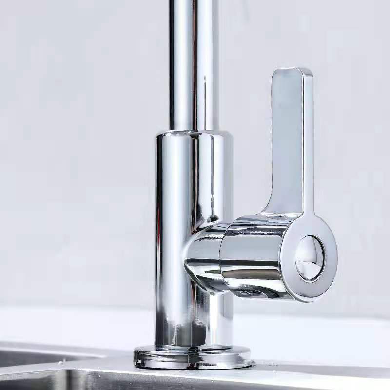 Wholesale Simply Polished Chrome Silver Sink Faucet Single Cold Water Stainless Steel Kitchen Tap