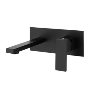 Luxury Hotel Matte Black Brass Brushed Wall Mounted Lavatory Hidden Basin Faucet Mixer Bathroom Taps