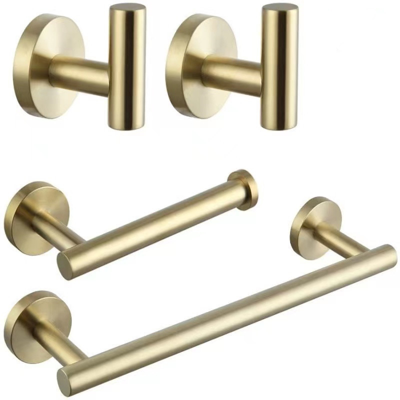 Wholesale Hotel Stainless Steel Brushed Nickel Towel Bar Paper Holder Hook 4 Pieces Bathroom Accessories Hardware Set Black