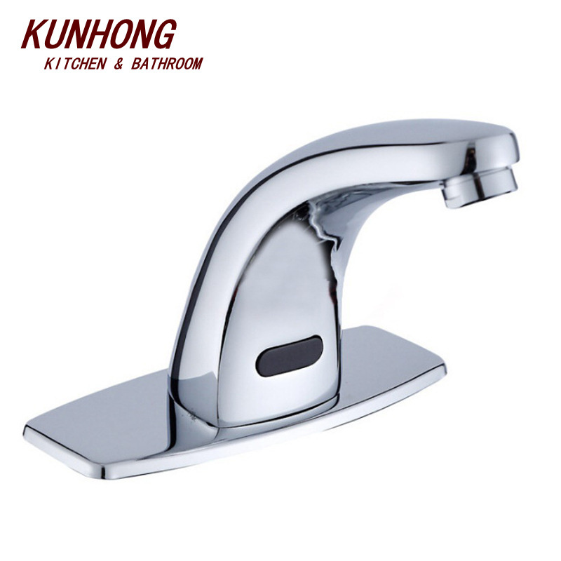 Hotel Public Bathroom Touchless Automatic Sensor Lavatory Tap Brass  Smart Touch Sensor Basin Faucet