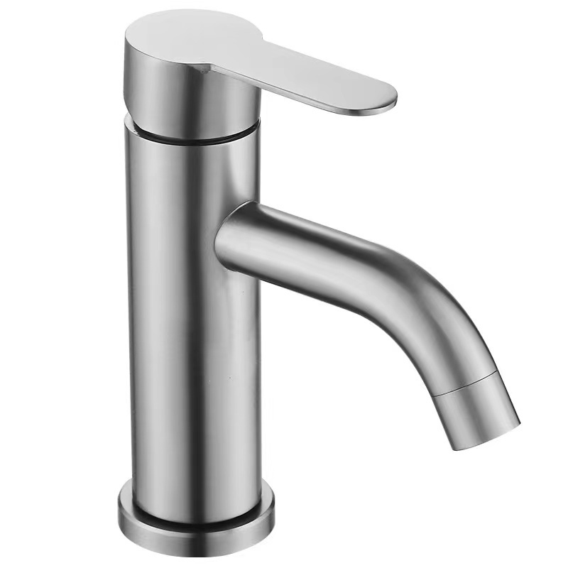 Luxury Simply Stainless Steel Single Handle Wash Basin Tap Gun Gray Basin Tap Bathroom Counter Mixer Faucet