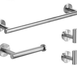 Wholesale Hotel Stainless Steel Brushed Nickel Towel Bar Paper Holder Hook 4 Pieces Bathroom Accessories Hardware Set Black