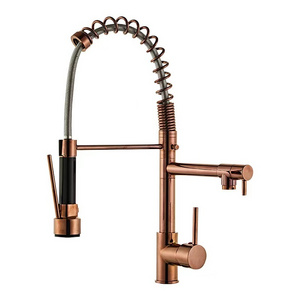 Commercial Copper Torneira Gourmet Hot Cold Tap Deck Mounted Pull Out Spring Kitchen Sink Rose Gold Faucet