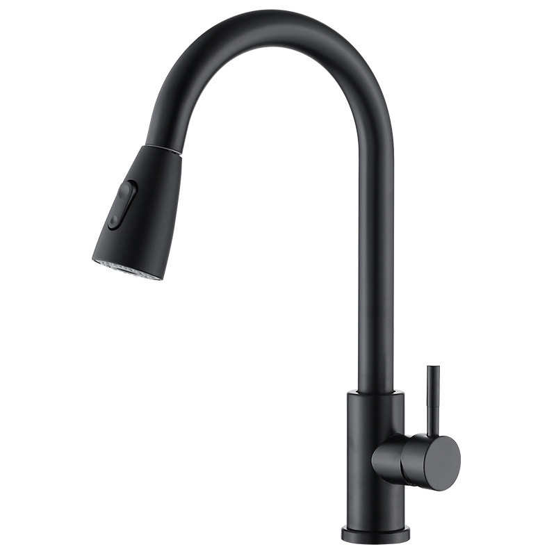 Modern Gourmet Kitchen Taps 360 Degree Rotate Black Stainless Steel 304 Pull Down Sprayer Extension Kitchen Mixer Sink Faucets