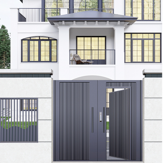 Easy Install custom design swing Modern Style Villa House Factory Aluminum automatic system fence   gate