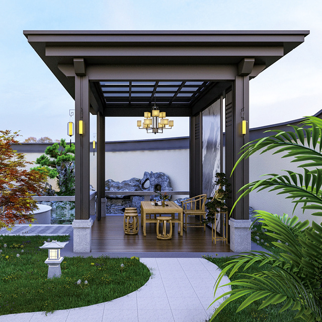 Luxury Outdoor Garden Yard Remote Louvre Roof Aluminum Pergola Waterproof Gazebo