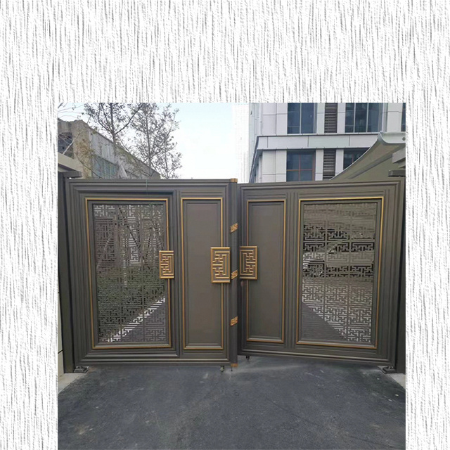 Modern outdoor metal automatic garden home double swing latest main designs gate driveway aluminium driveway gate automatic