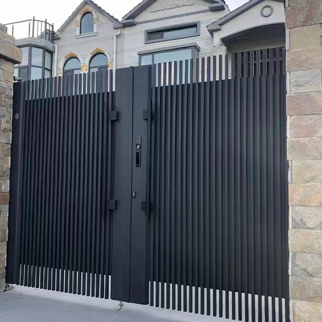 Modern outdoor metal automatic garden home double swing latest main designs gate driveway aluminium driveway gate automatic