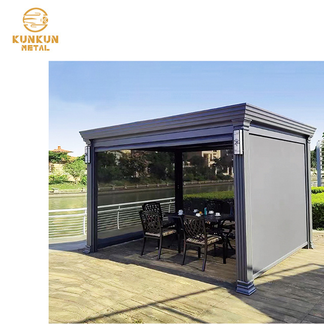 Luxury Motorized Louvered Roof Kits Outdoor Aluminium Bioclimatic Pergola Pavilion outdoor gazebo