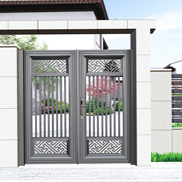 china  Aluminum Frame Alloy Gate Sliding/Folding Doors Automatic  Open Style Swing Gate Finished