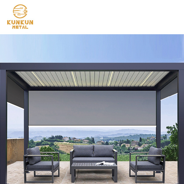 Luxury Motorized Louvered Roof Kits Outdoor Aluminium Bioclimatic Pergola Pavilion outdoor gazebo