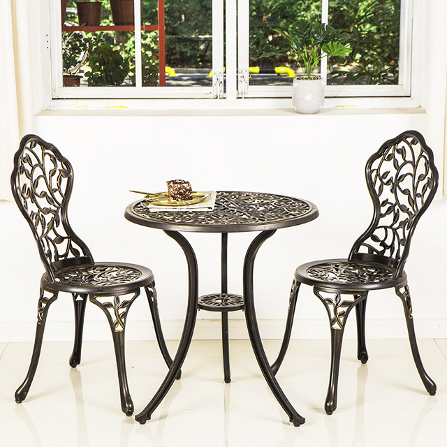 Leisure Patio Garden Set 2 Chair And 1 Table Cast Aluminum Dining Set Outdoor lovers tea table and chairs