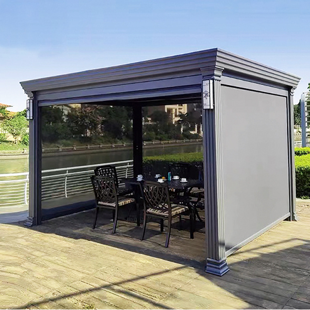 Luxury Motorized Louvered Roof Kits Outdoor Aluminium Bioclimatic Pergola Pavilion outdoor gazebo