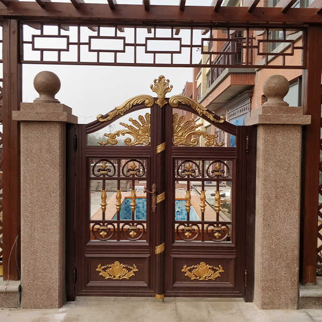 House Villa Entrance Boundary Wall Front Door Swing Driveway Aluminum Sliding Latest Security Main Gates Designs