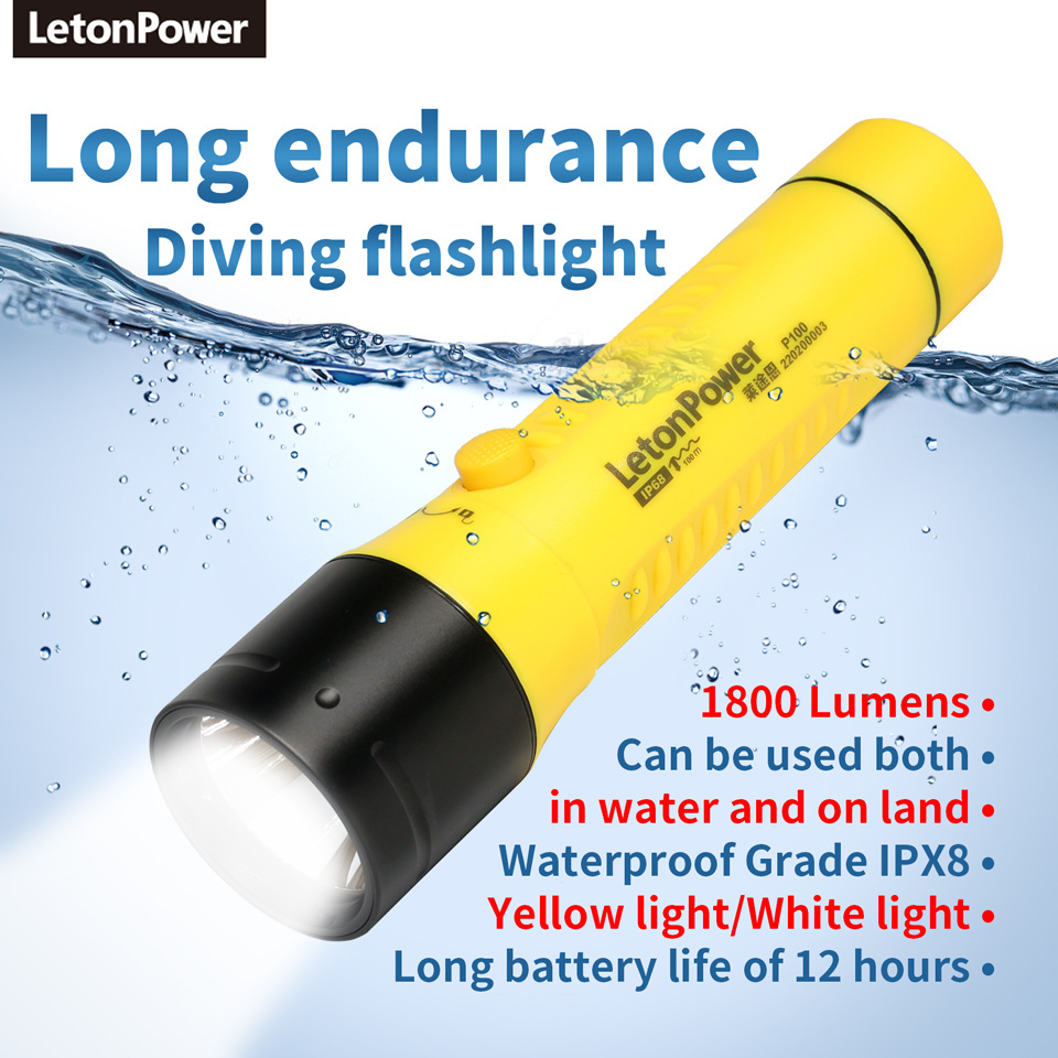 Advanced 100M Diving Flashlight High-Power LED Professional Underwater Light with IP68 Rating Waterproof for Outdoor Use