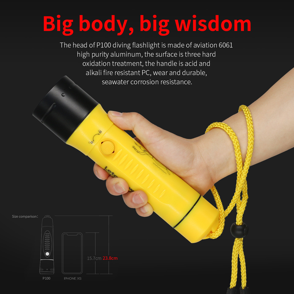 Advanced 100M Diving Flashlight High-Power LED Professional Underwater Light with IP68 Rating Waterproof for Outdoor Use