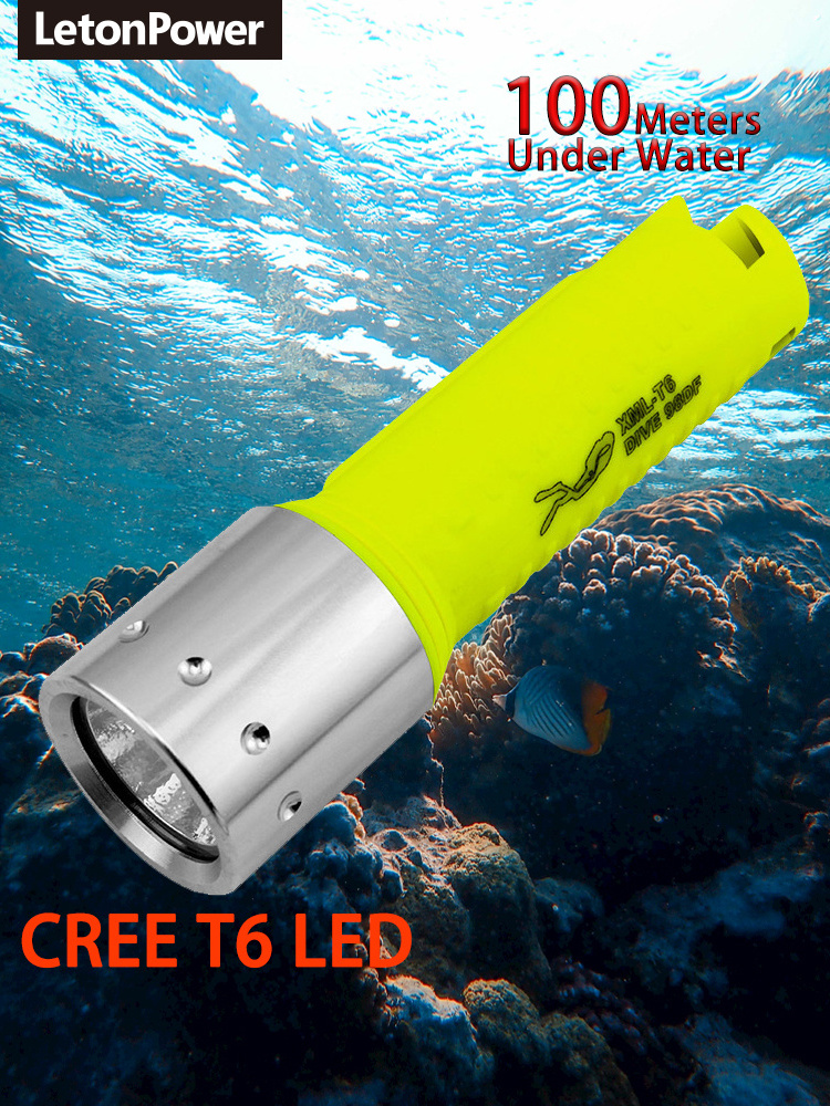 3 Mode Diving Flashlight 18650 Battery Underwater IP68 Powerful Diving Flashlight with Wrist Strap