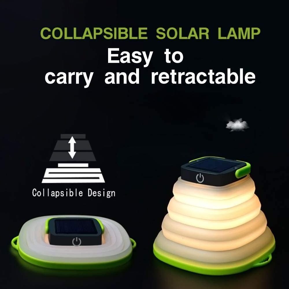 Solar Powered Rechargeable Led Collapsible Solar Lamp Camping Lantern Collapsible Water Cup Camping Light Silicone  Light