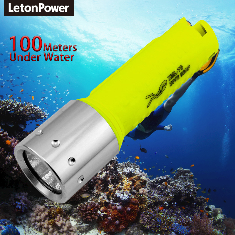 3 Mode Diving Flashlight 18650 Battery Underwater IP68 Powerful Diving Flashlight with Wrist Strap