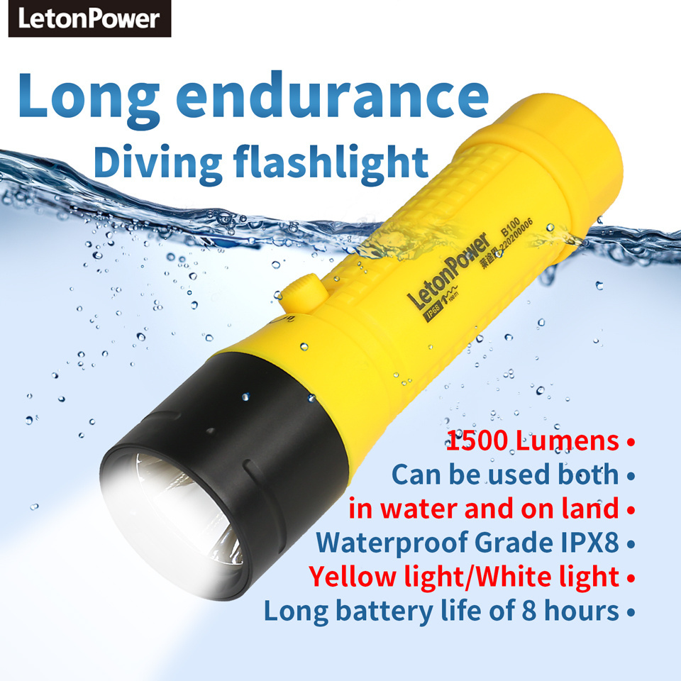 1800 Lumens Diving Flashlight Torches High Quality Marine Operations Lighting for Underwater Exploration