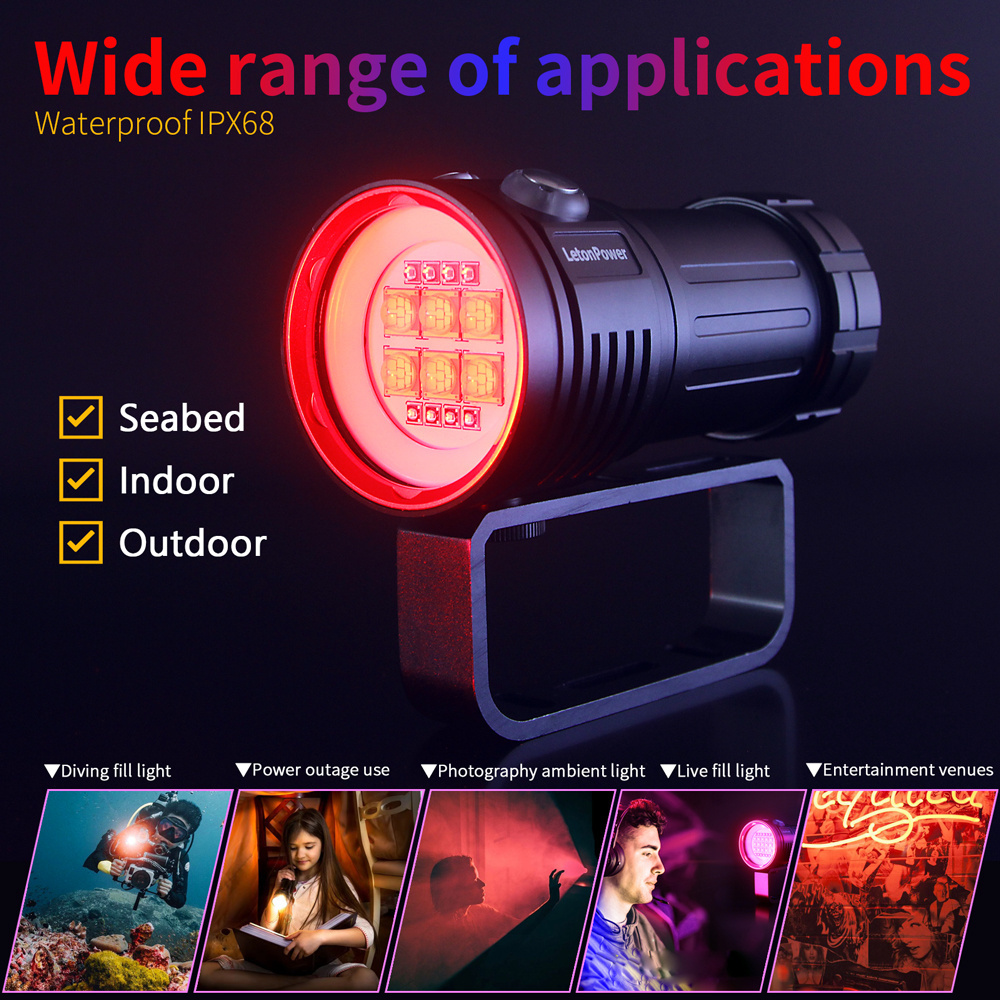 12000 Lumen Water Photography Diving Torch Scuba Dive Lights 120 Degree Wide Beam Angle Underwater LED Flashlight