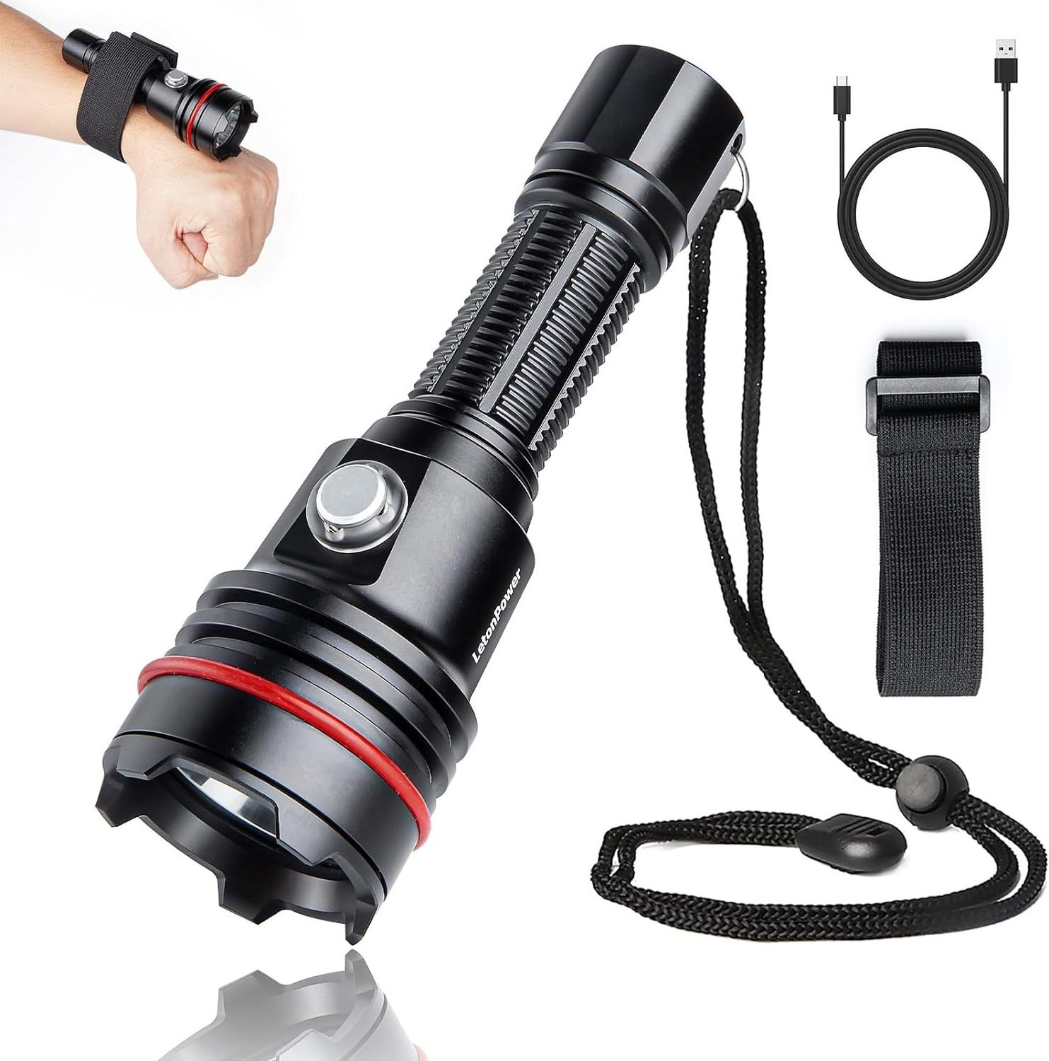 Professional 2000 Lumen Dive Torch Outdoor Scuba Diving Underwater Sports 100 Meters IP68 Battery Bright Aluminum Camping