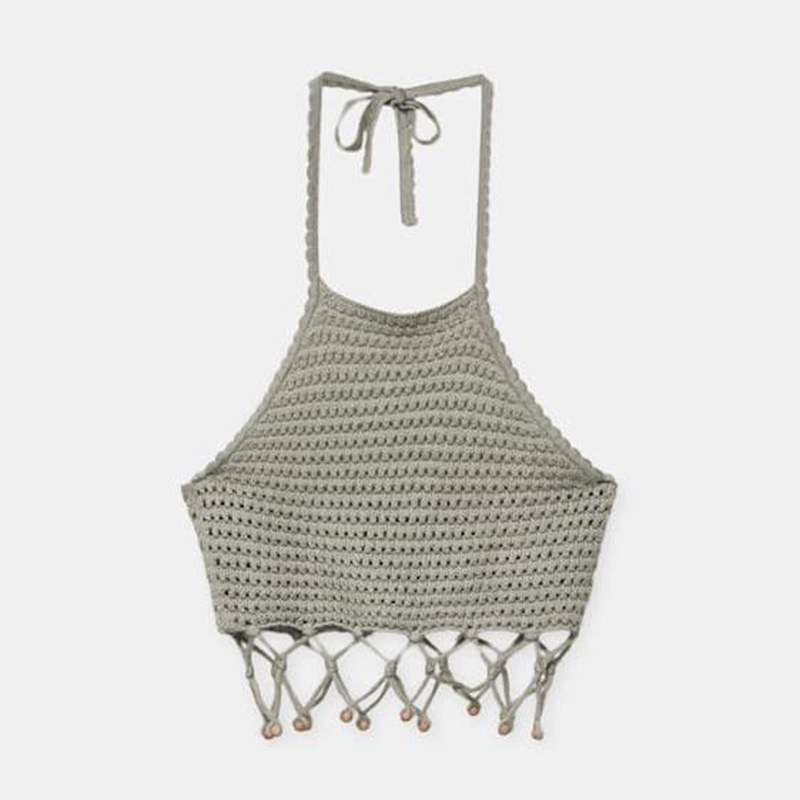 Popular Summer Sexy Crochet Halter Top 40%ACRYLIC 60%COTTON Knitted Sweater Vest Halter Crochet Top