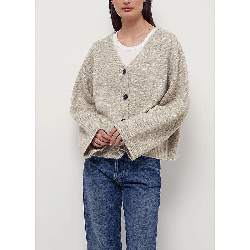 Custom OEM & ODM Casual Knitted Women's Cardigan Sweater button Designer Luxury Alpaca Wool Cotton Chunky Knitwear Cardigan