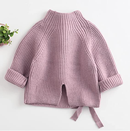 Baby Girl Knit Sweater Kids Solid Long Sleeve High Neck Pullover Shirts Tops Fall Winter Outwear Clothes